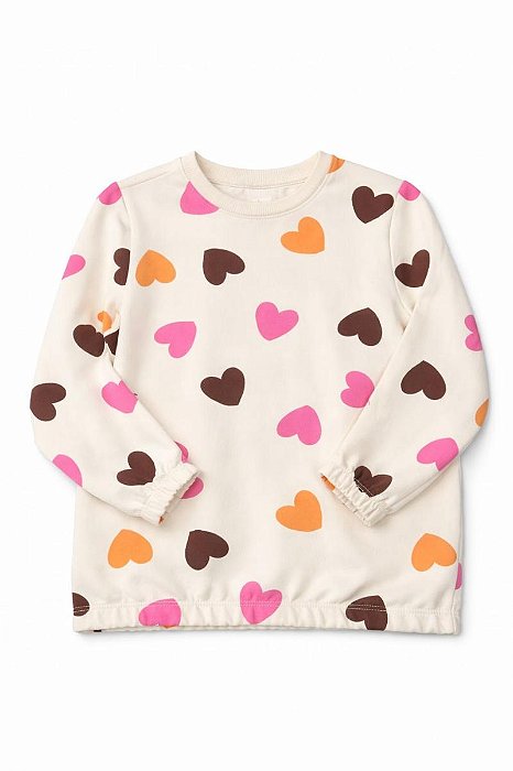 BLUSA INF. MENINA NACIONAL BEGE CORAÇÃO MOLETOM