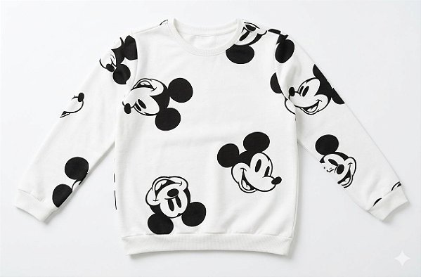 BLUSA MOLETOM MICKEY BRANCA - FORRADA FLEEDE