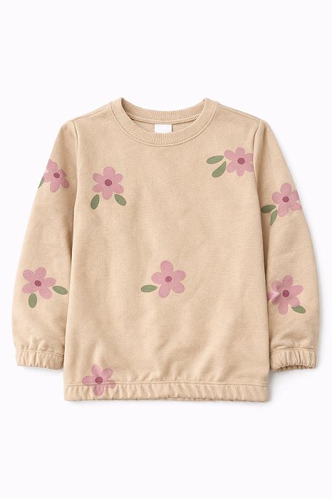 BLUSA MOLETOM MARROM FLOR - NACIONAL