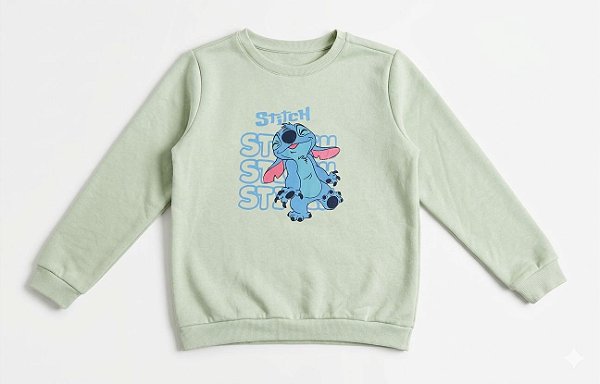 BLUSA MOLETOM VERDE STITCH - NACIONAL
