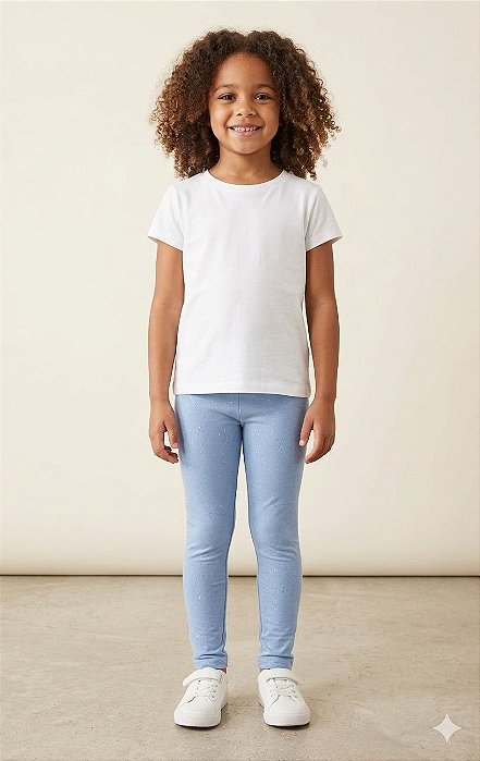 CALÇA LEGGING AZUL GLITTER - NACIONAL