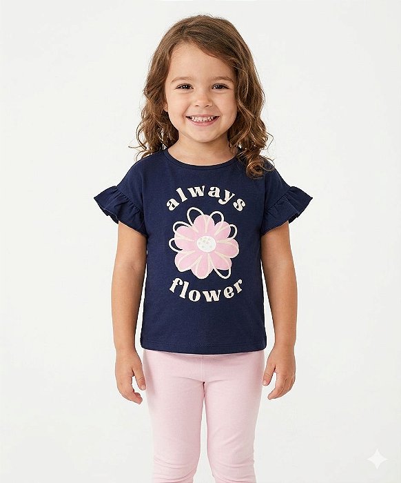CONJUNTO CAMISETA ALWAYS E LEGGING ROSA GLITTER - NACIONAL