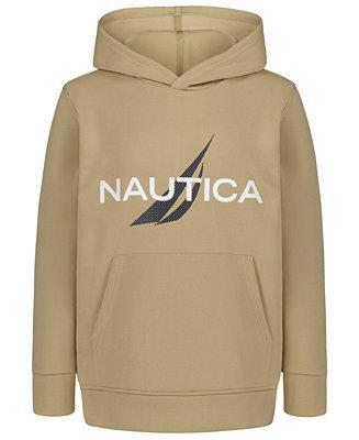 BLUSA MOLETOM NAUTICA BEGE LOGO BRANCO FORRADA FLEECE