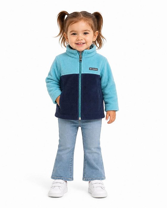 JAQUETA INFANTIL COLUMBIA VERDE E AZUL MARINHO FLEECE