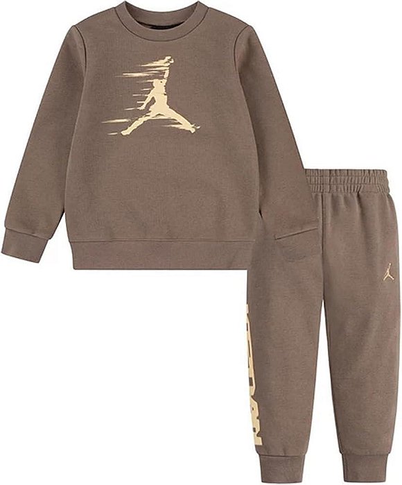 CONJ MENINO 2 PÇS AIR JORDAN MOLETINHO MARROM LOGO