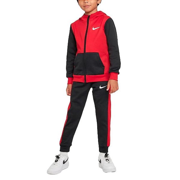 CONJ 2 PÇS MENINO NIKE DRY FIT VERMELHO E PRETO FORRADO FLEECE