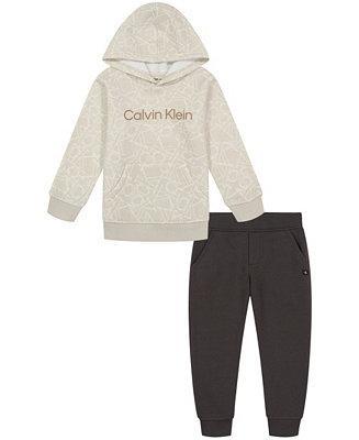 CONJ 2 PÇS MENINO CALVIN KLEIN MOLETOM CINZA E CALÇA CHUMBO