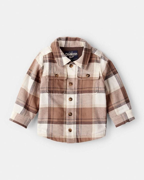 JAQUETA MENINO OSHKOSH XADREZ BEGE FORRADA FLEECE