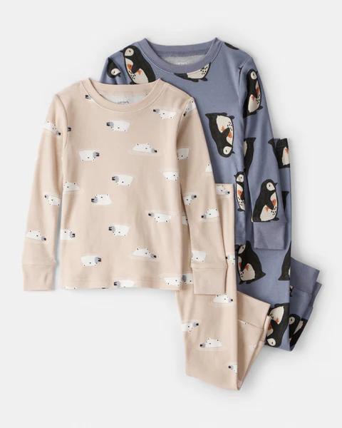 PIJAMA 4 PÇS MENINO CARTERS AZUL E BEGE PINGUIM