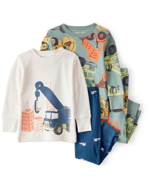 PIJAMA 4 PÇS MENINO CARTERS BRANCO E VERDE CONSTRUÇÃO