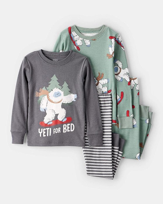 PIJAMA 4 PÇS MENINO CARTERS CHUMBO E VERDE MONSTRINHO