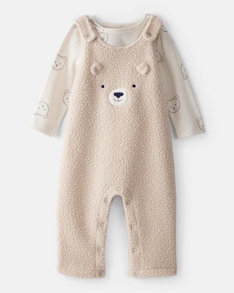 JARDINEIRA CARTERS SHERPA URSO COM CAMISETA MANGA LONGA