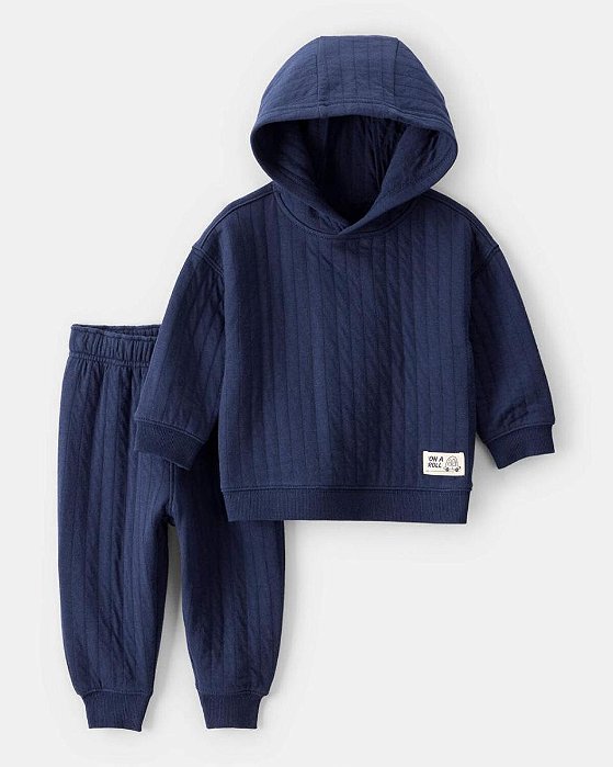 CONJ 2 PÇS MENINO CARTERS BLUSA E CALÇA AZUL MOLETINHO
