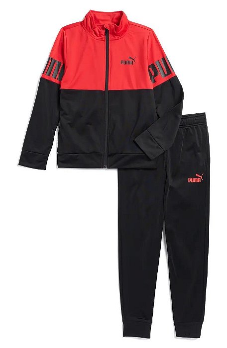 CONJ 2 PÇS MENINO PUMA VERMELHO E PRETO DRY FIT