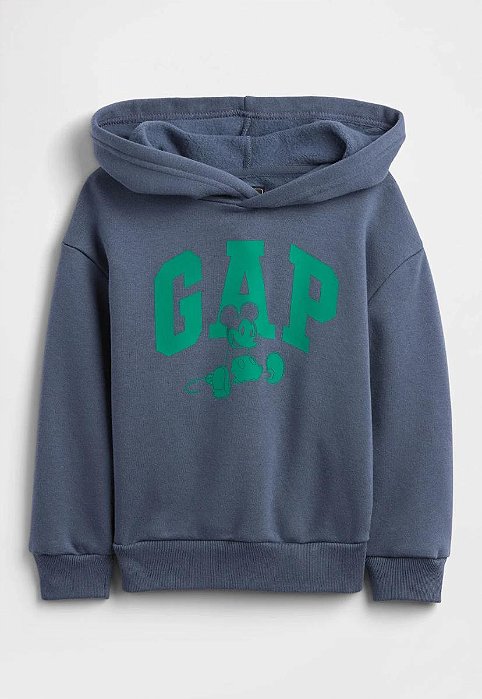 BLUSA MOLETOM GAP AZUL MICKEY COM GORRO LOGO VERDE