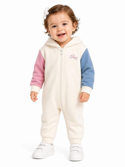 MACACAO MENINA PUMA OFF FORRADO FLEECE MANGAS COLORIDAS