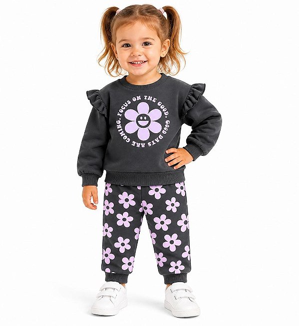 CONJ 2 PÇS MENINA GRAYSON LITTLE MOLETINHO CHUMBO FLOR LILÁS