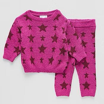 CONJ 2 PÇS MENINA GRAYSON LITTLE BLUSA E CALÇA PINK ESTRELAS