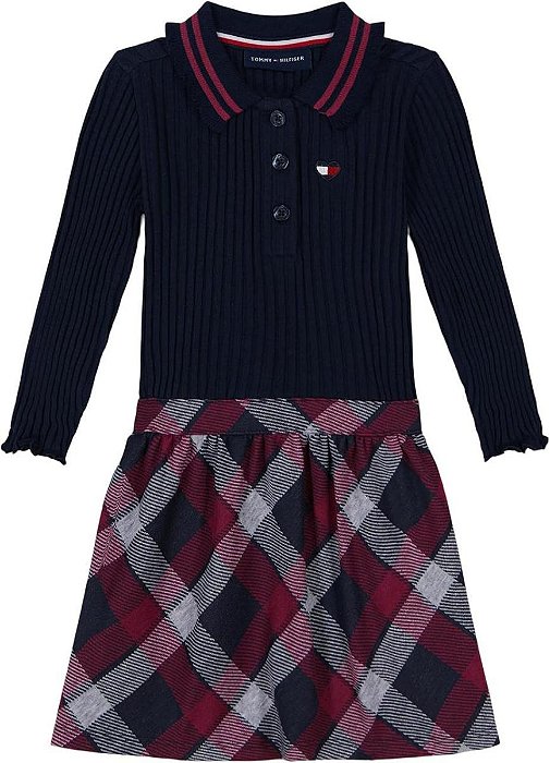 VESTIDO TOMMY HILFIGER AZUL GOLA POLO XADREZ