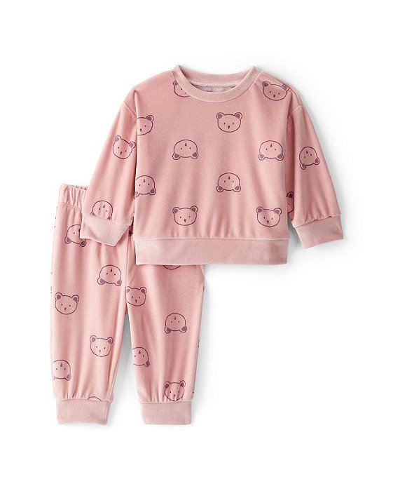 PIJAMA 2 PÇS MENINA CARTERS VELUDO URSO ROSA