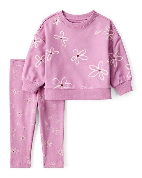 CONJ 2 PÇS MENINA CARTERS MOLETINHO LILÁS COM LEGGING FLOR