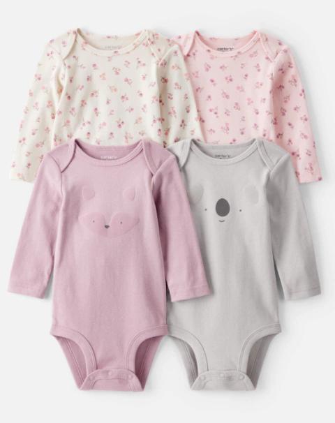 KIT 4 BODYS MENINA CARTERS COALA E RAPOSA