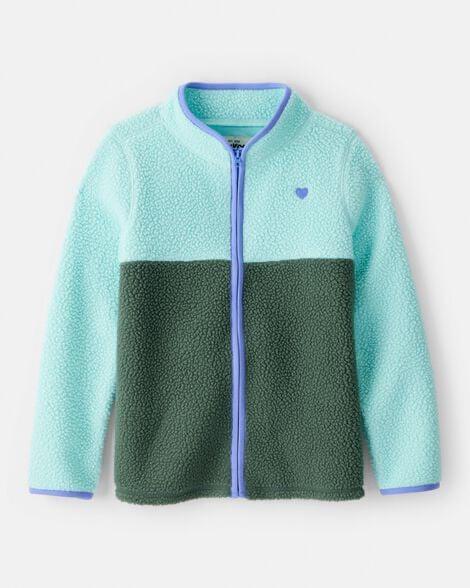 JAQUETA MENINA OSHKOSH SHERPA VERDE ZÍPER LILÁS CORAÇÃO