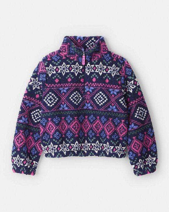 BLUSA SHERPA MENINA OSHKOSH AZUL GEOMETRICO