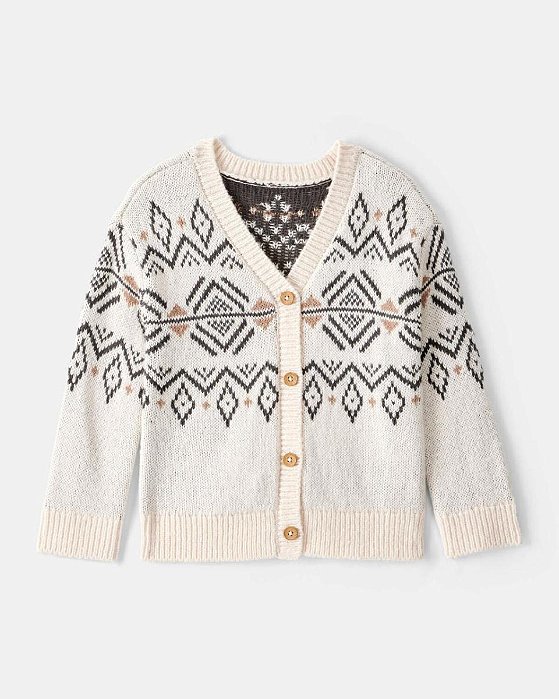 CARDIGAN OSHKOSH GEOMETRICO BEGE BOTÃO