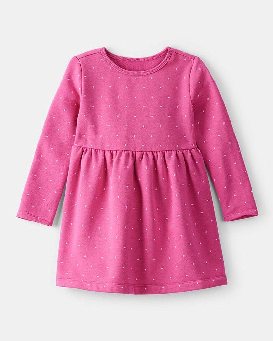 VESTIDO MENINA CARTERS PINK POÁ FORRADO FLEECE