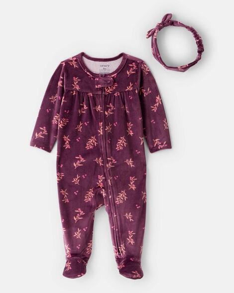 MACACAO MENINA CARTERS VELUDO ROXO LAÇO FLORES