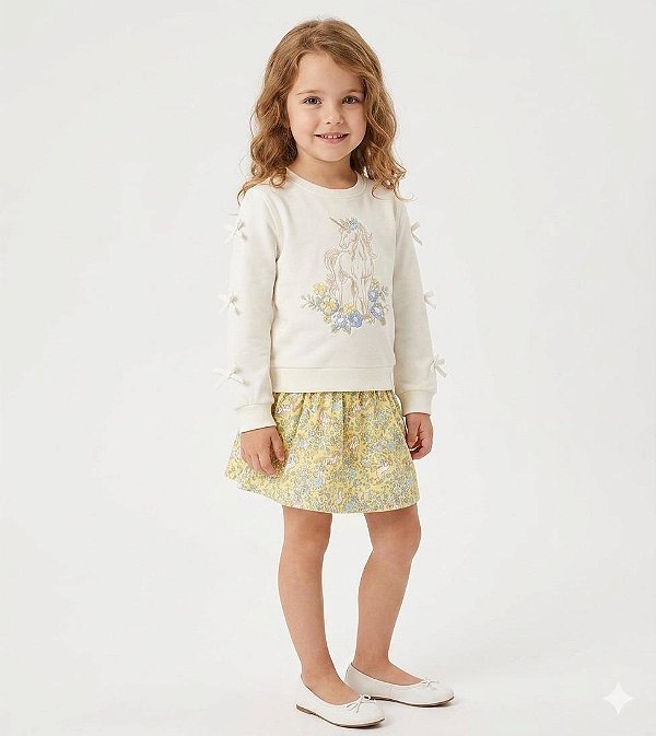 CONJ 2 PÇS MENINA CUPCAKES AND CASHMERE UNICÓRNIO COM SAIA