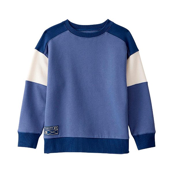 BLUSA MOLETOM MENINO CARTERS AZUL DETALHE BEGE