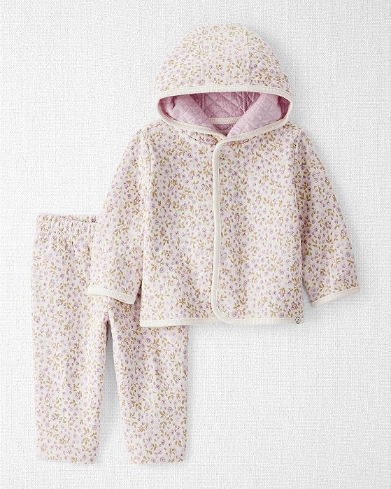 CONJ 2 PÇS MENINA CARTERS FLORES LITTLE PLANET COM GORRO