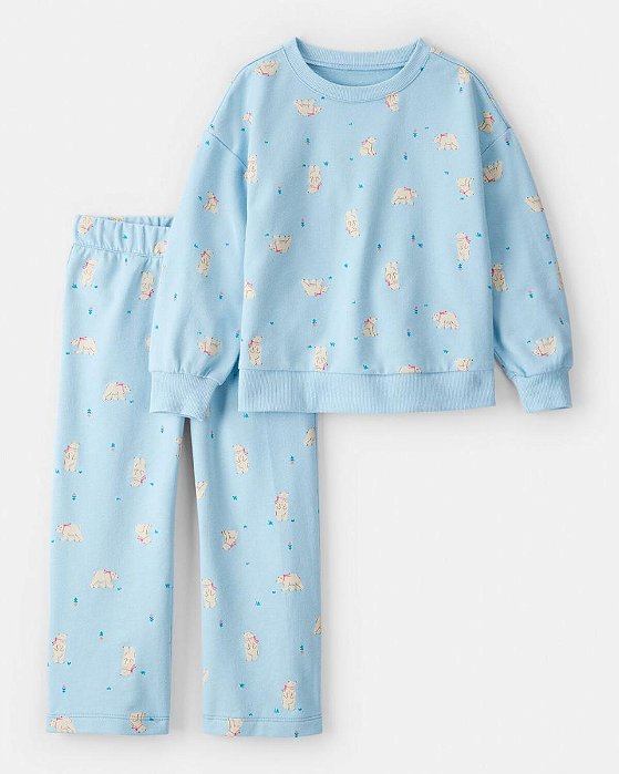 CONJ 2 PÇS MENINA CARTERS MOLETINHO AZUL URSO