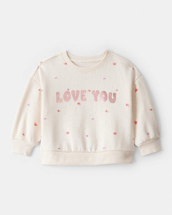 BLUSA MOLETOM MENINA CARTERS LOVE YOU BEGE