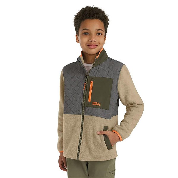 JAQUETA MENINO EDDIE BAUER VERDE ZIPER LARANJA
