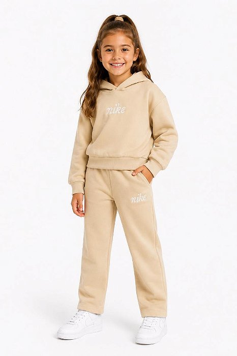 CONJ 2 PÇS MENINA NIKE VELUDO BEGE