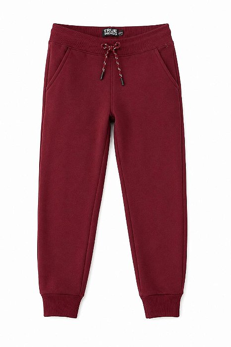 CALÇA MENINO TRUE INDIGO BORDÔ MOLETOM FORRO FLEECE