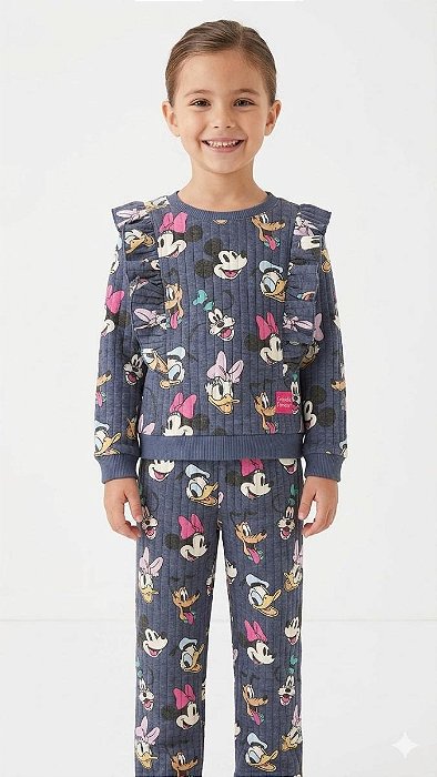 CONJ 2 PÇS MENINA DISNEY AZUL MINNIE PERSONAGENS