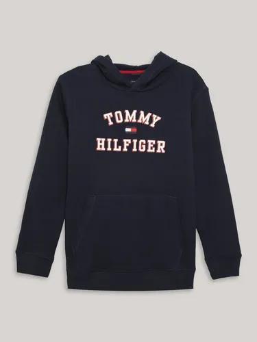 BLUSA MOLETOM TOMMY HILFIGER AZUL COM GORRO LOGO BORDADA