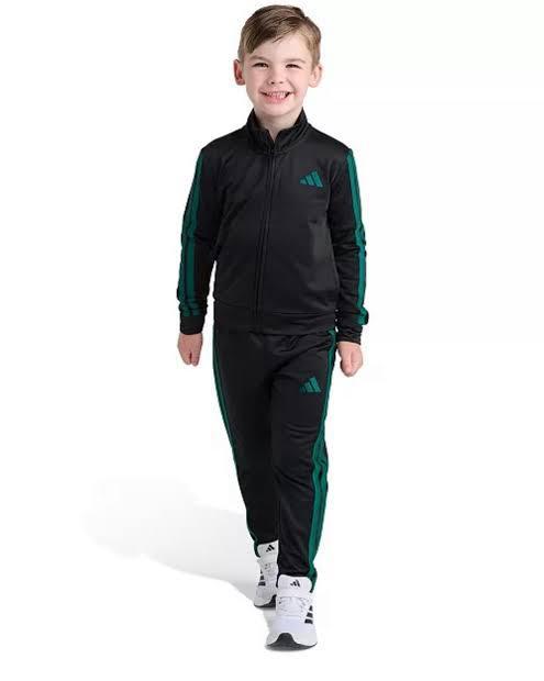 CONJ 2 PÇS MENINO ADIDAS PRETO DRY FIT LISTRAS VERDE
