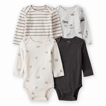 KIT 4 BODYS CARTERS CINZA E BEGE OVELHA