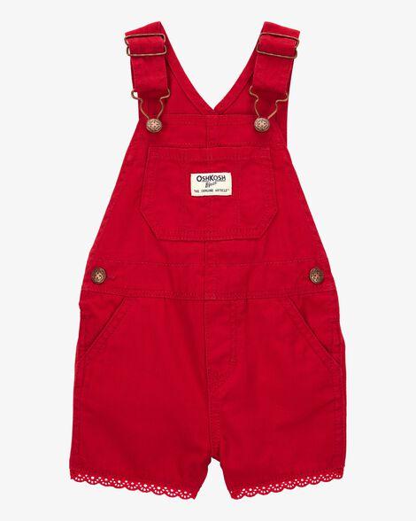 JARDINEIRA MENINA OSHKOSH VERMELHA RENDA