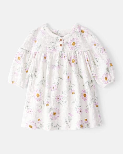 VESTIDO CARTERS BEGE COM FLOR LILÁS COM CALCINHA