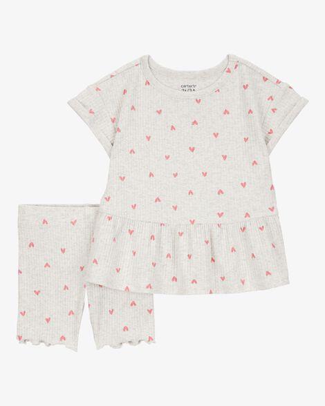 CONJ 2 PÇS MENINA CARTERS CINZA CORAÇÃO CANELADO