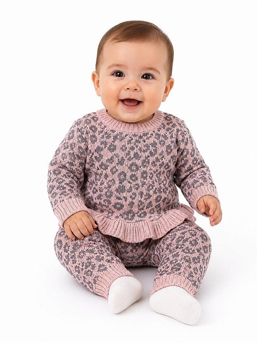 CONJ 2 PÇS MENINA NICOLE MILLER LEOPARDO ROSE