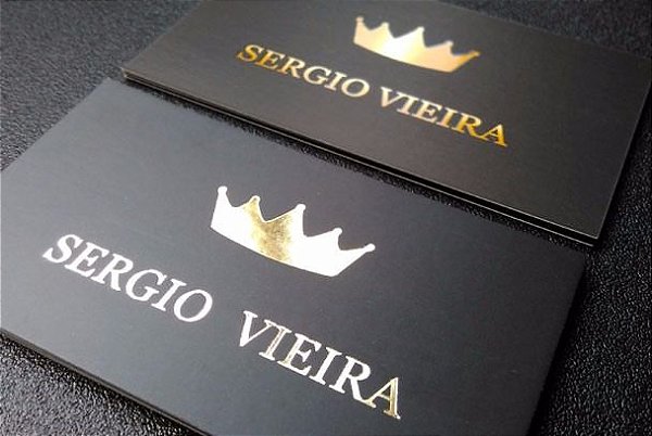 Cartão de Visita Couchê 300g Lam Fosca + Hot Stamping 9x5 - 4x4 - 1000 UNID
