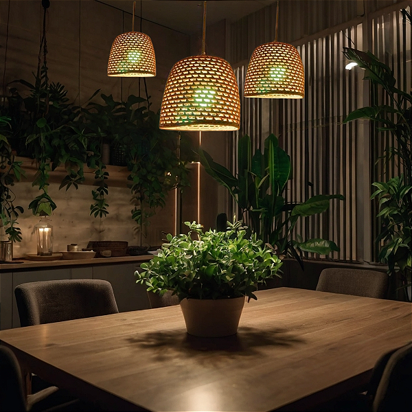 Kit 3 Luminárias Pendentes em Palha 100% Artesanal