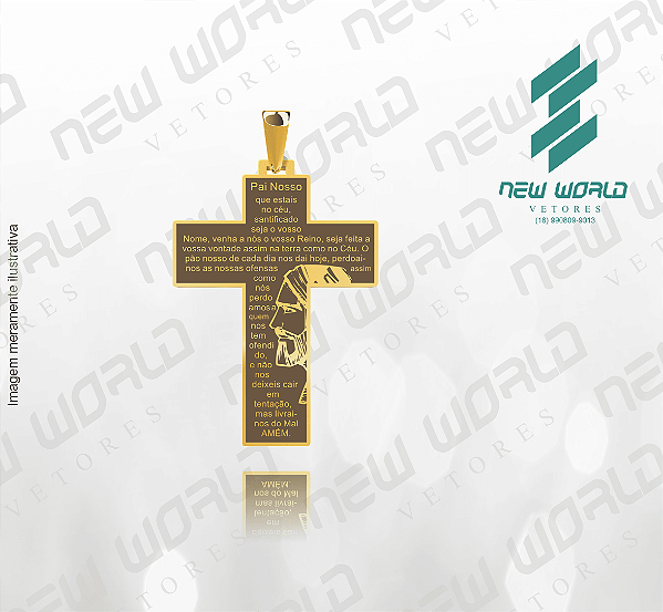 Arquivo de Pingente Cruz Oração Pai Nosso Rosto Jesus Cristo - Formato DXF - Tamanho 30 mm